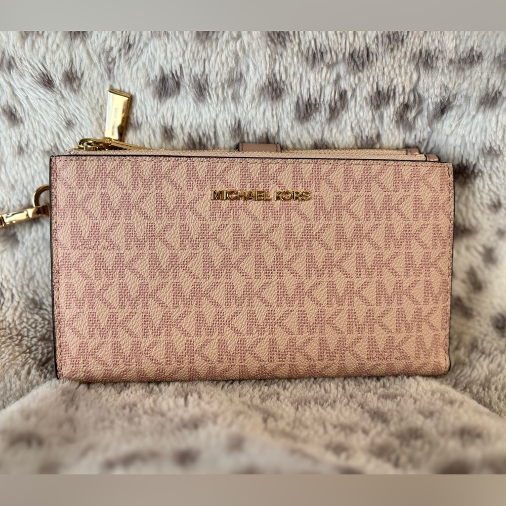 MICHAEL KORS JET SET DOUBLE ZIP WALLET (Pink)